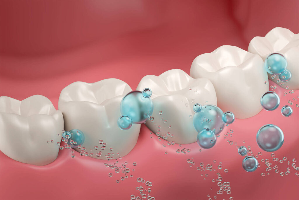 Healthy gums and teeth with fluoride Liquid Bubble