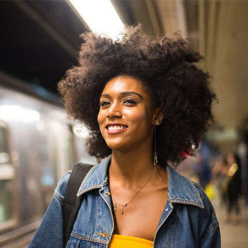 Happy and beautiful woman smiling.