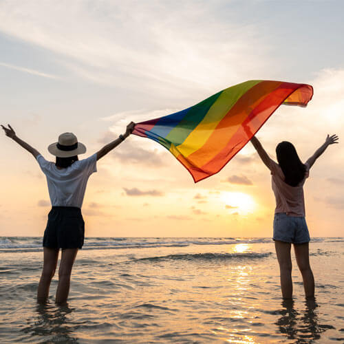 Young couple on beach