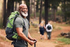 old man forest hiking