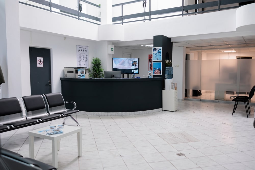 Waiting area of modern dental clinic