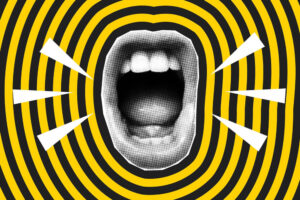 Open screaming mouth in halftone style