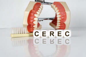 Medical, dental concept. The text is written on the cubes - CEREC