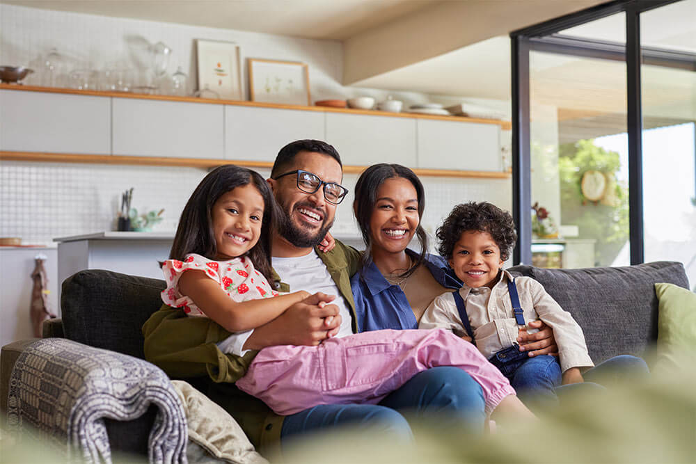 Happy family having fun at home