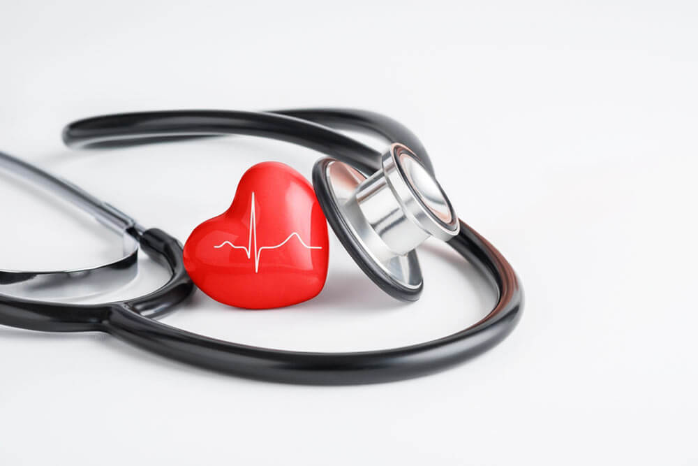 Red heart and stethoscope