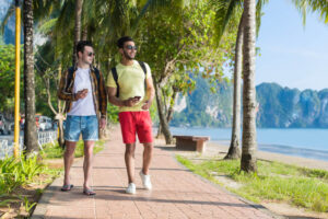 Two Man enjoying Holiday Sea Summer Vacation