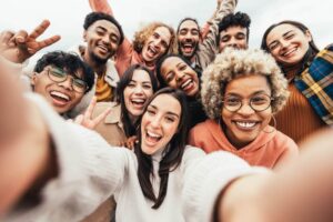 Community of people smiling