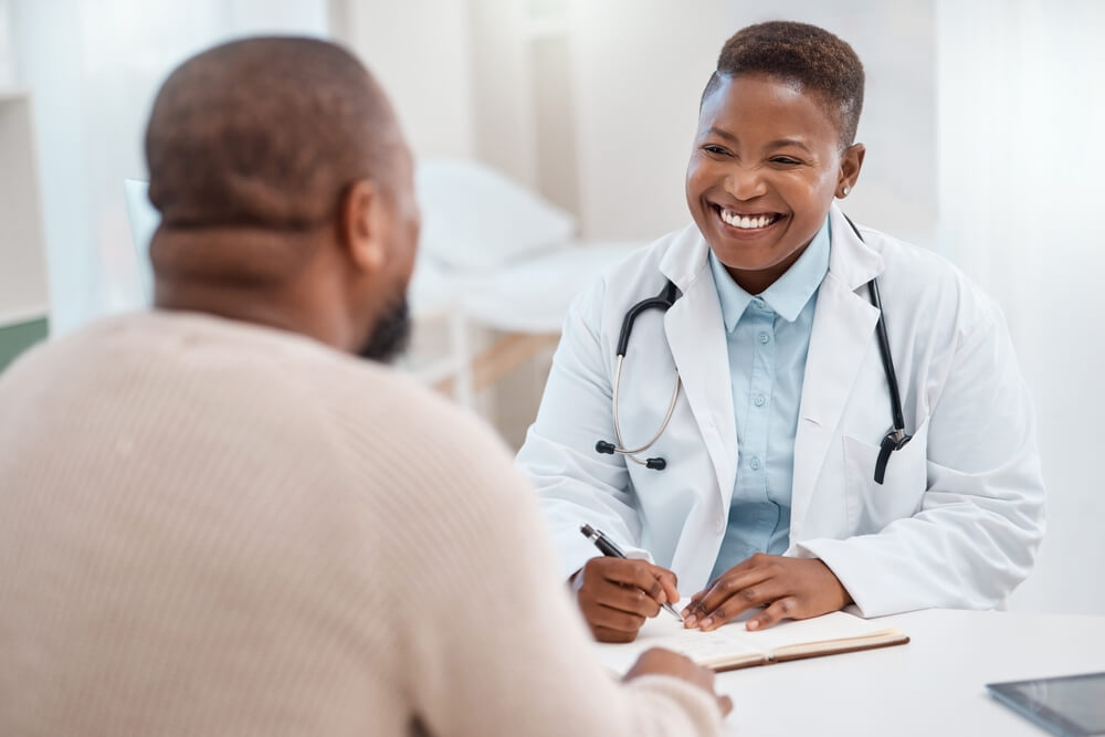 doctor and patient going over test results