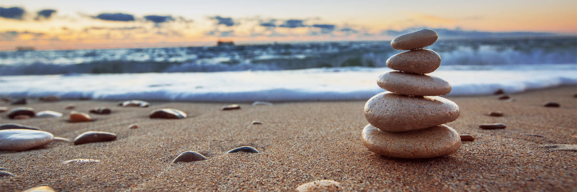 Stones balance on beach