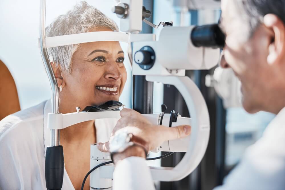 woman getting eye exam