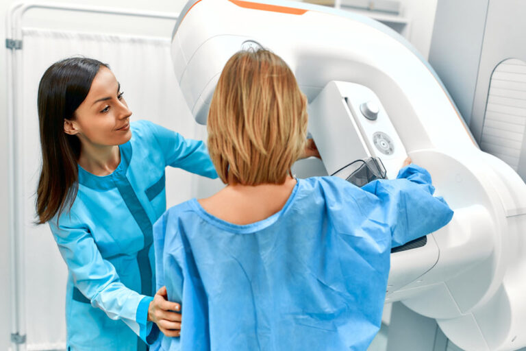 the patient undergoes a screening procedure for a mammogram