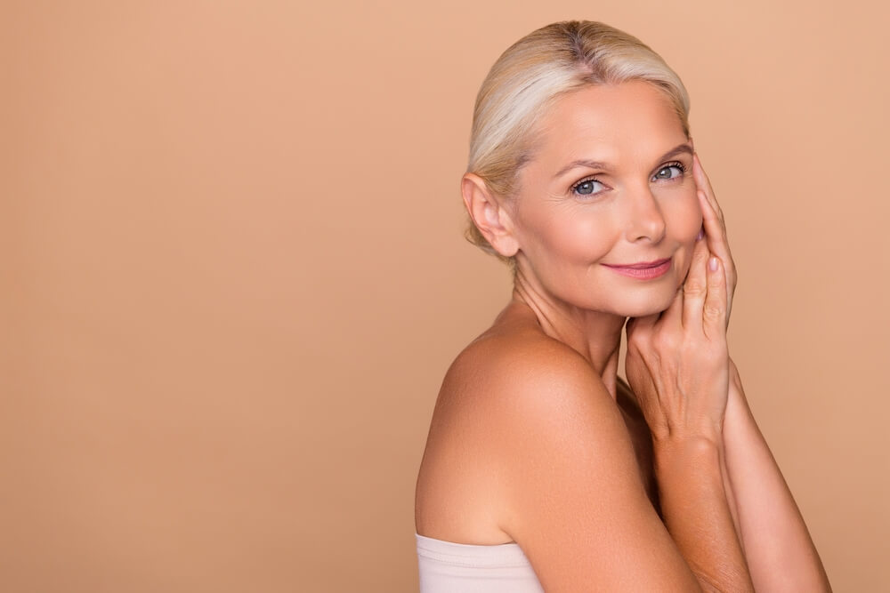 Cute elderly woman got a facelift
