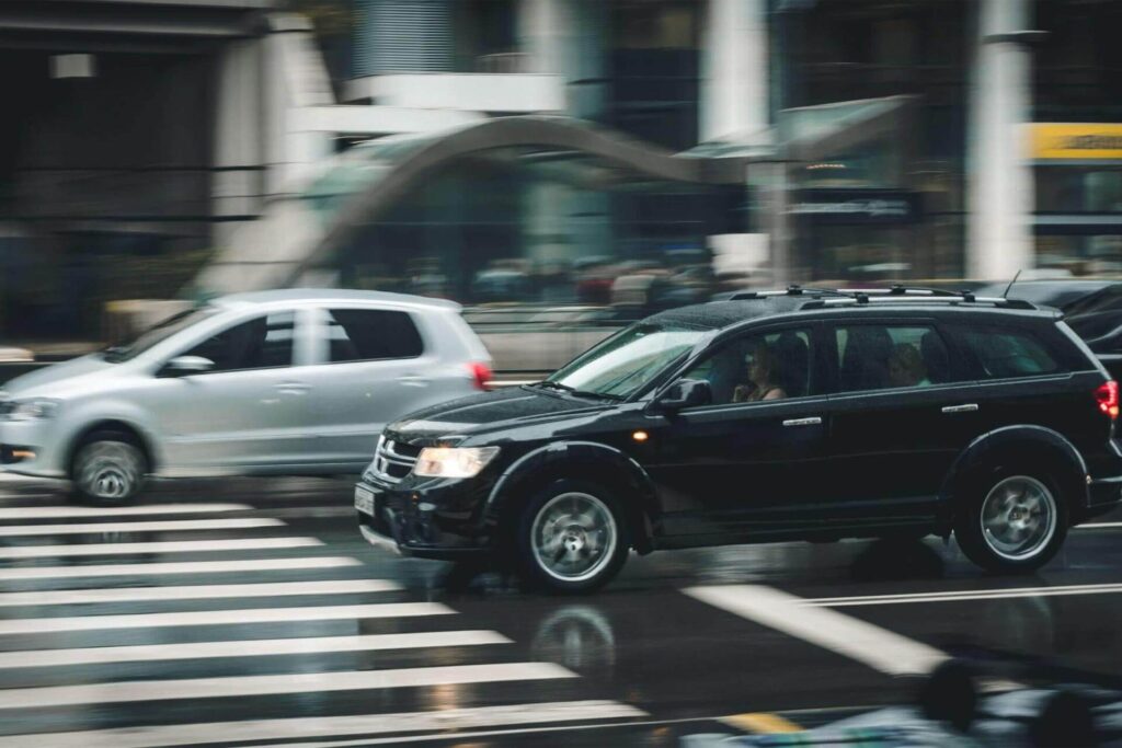Cars on busy road