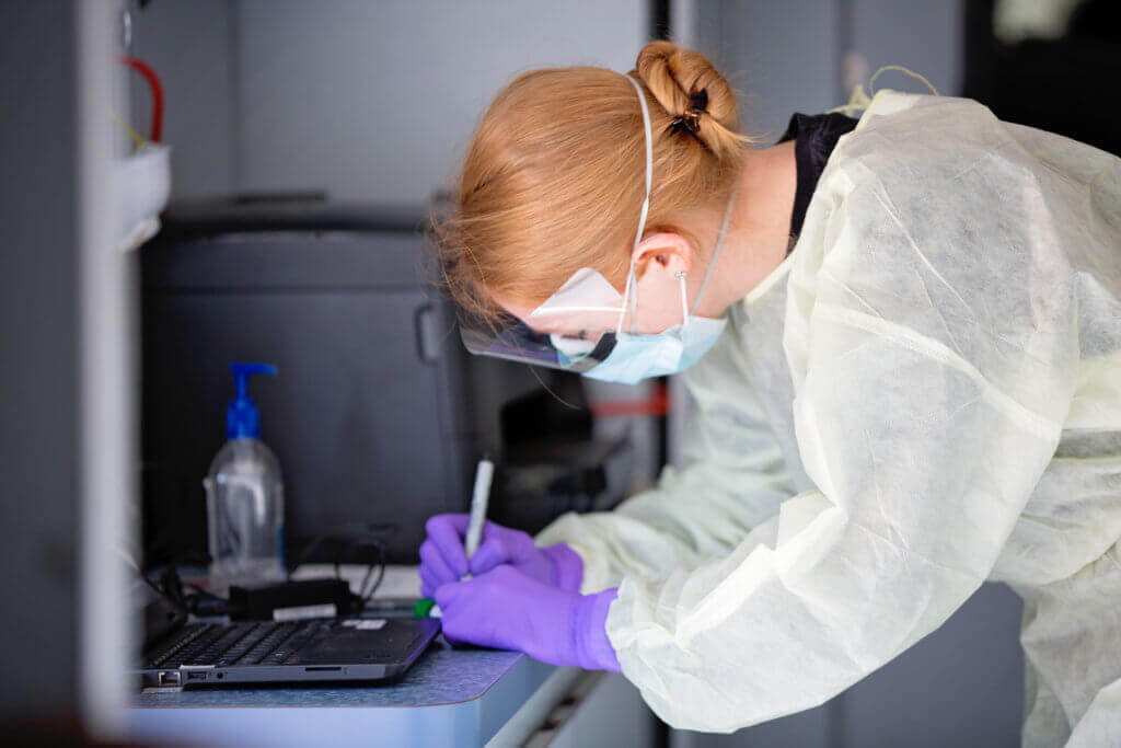 Medical staff working in lab