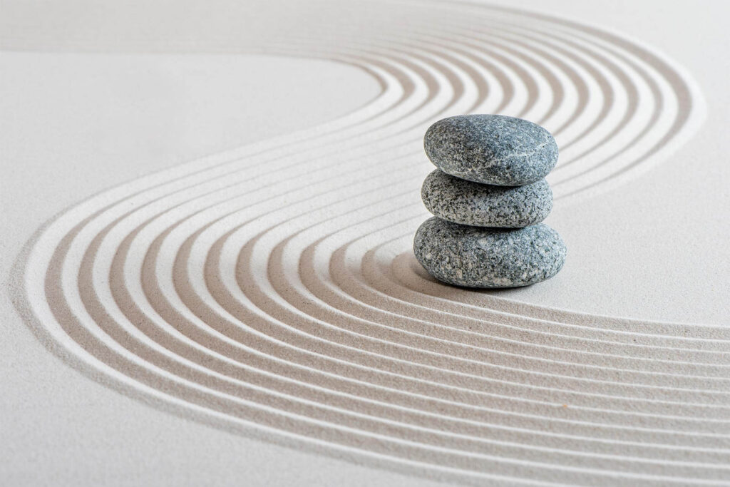 ZEN garden with stone in sand