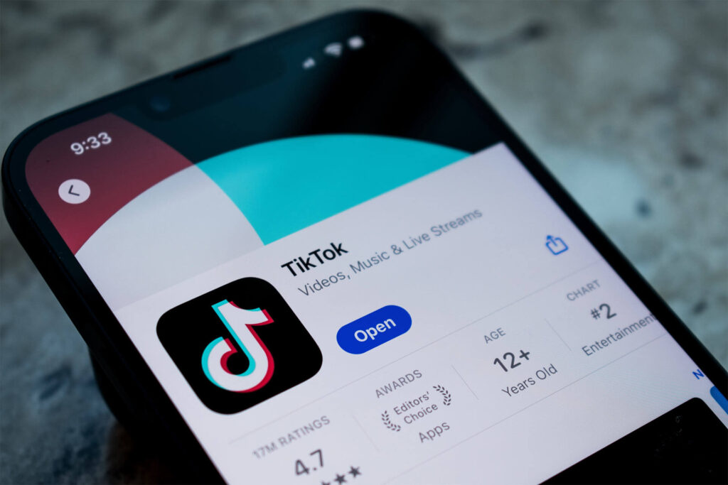 Smart phone with TikTok application on the screen