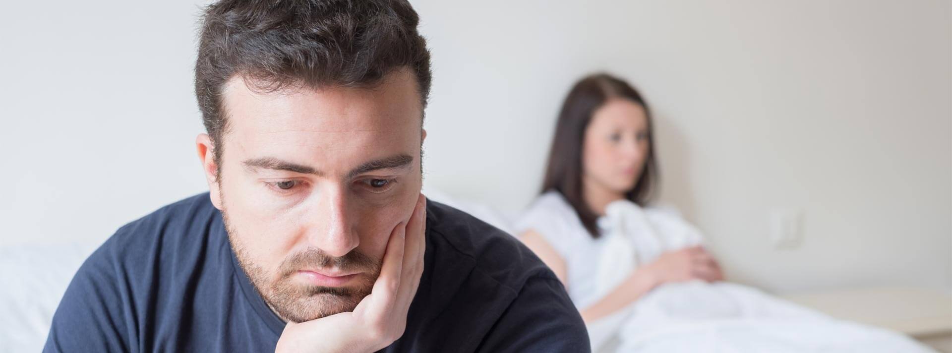 Sad and thoughtful man after arguing with his wife