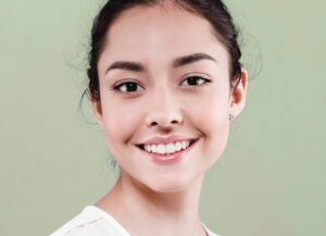 Portrait. Beautiful Spa model Girl with Perfect Fresh Clean Skin