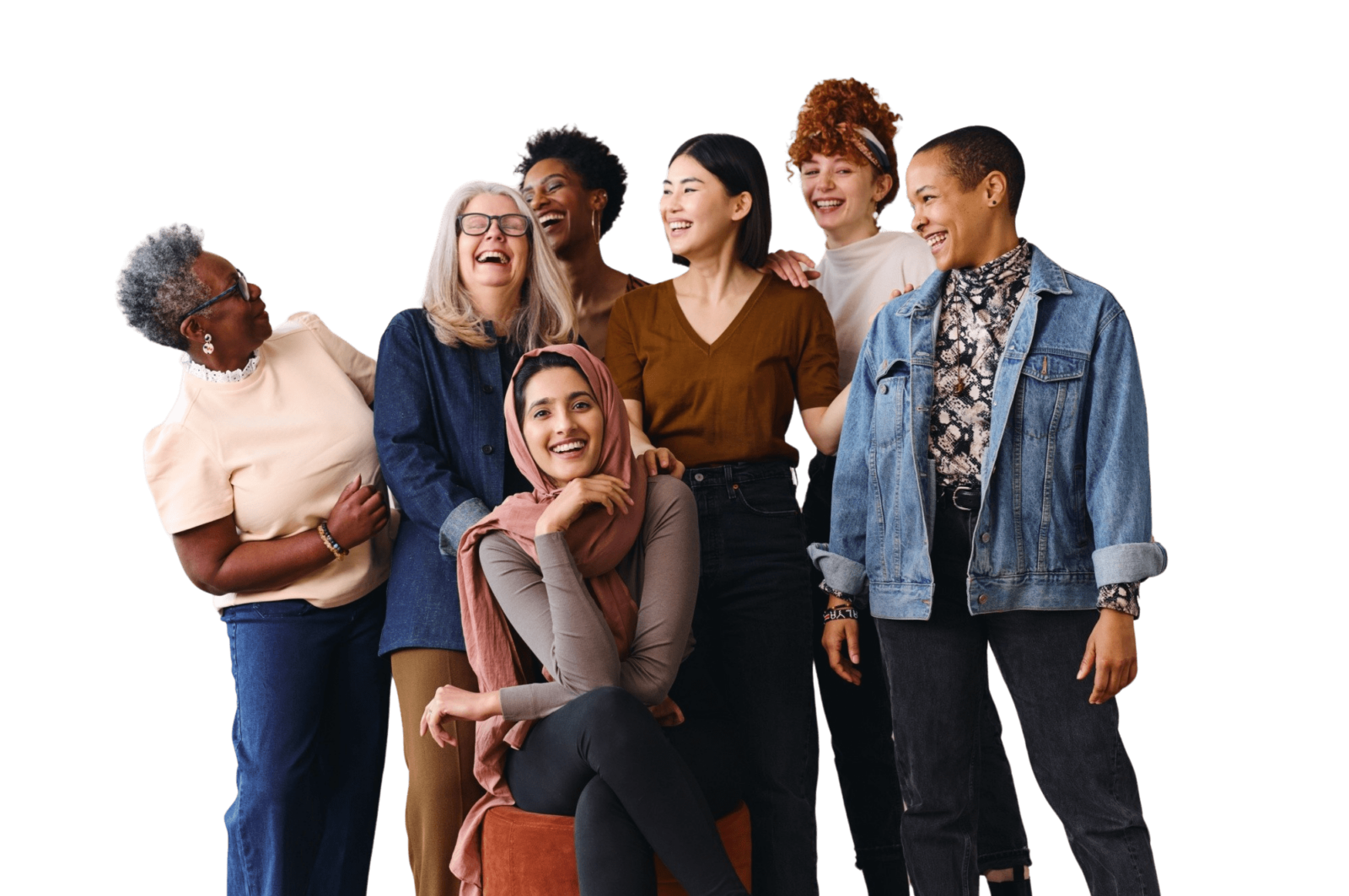 cheerful mixed age women celebrating International Women's Day