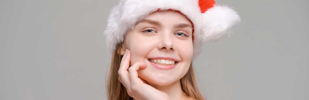 Beautiful girl in santa hat