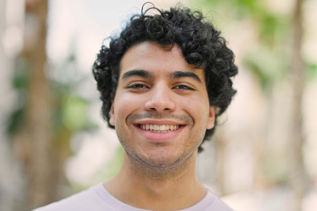 Portrait Young Man Afro Hair Smiling