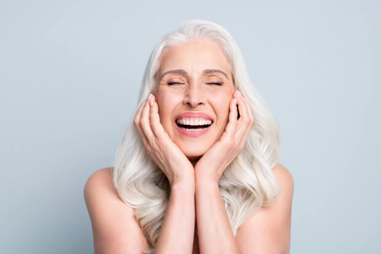 Elderly women with amazing teeth