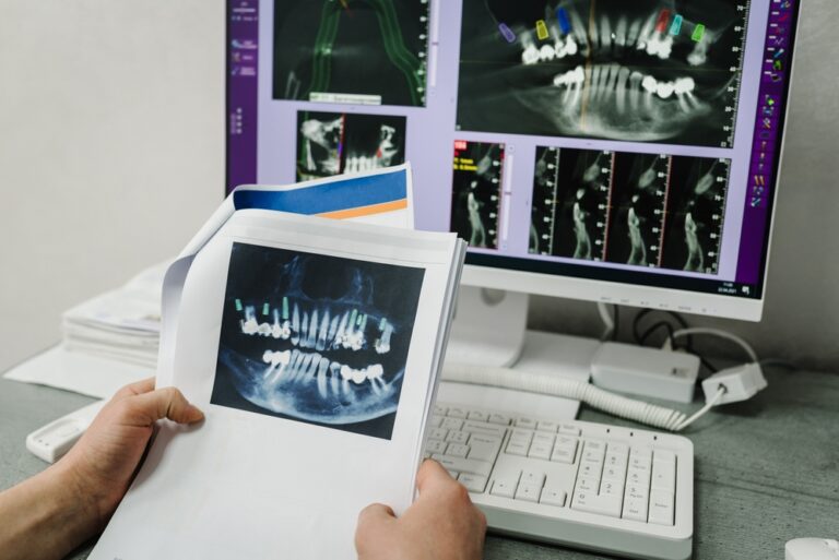 Preparation for prosthetic teeth. Closeup