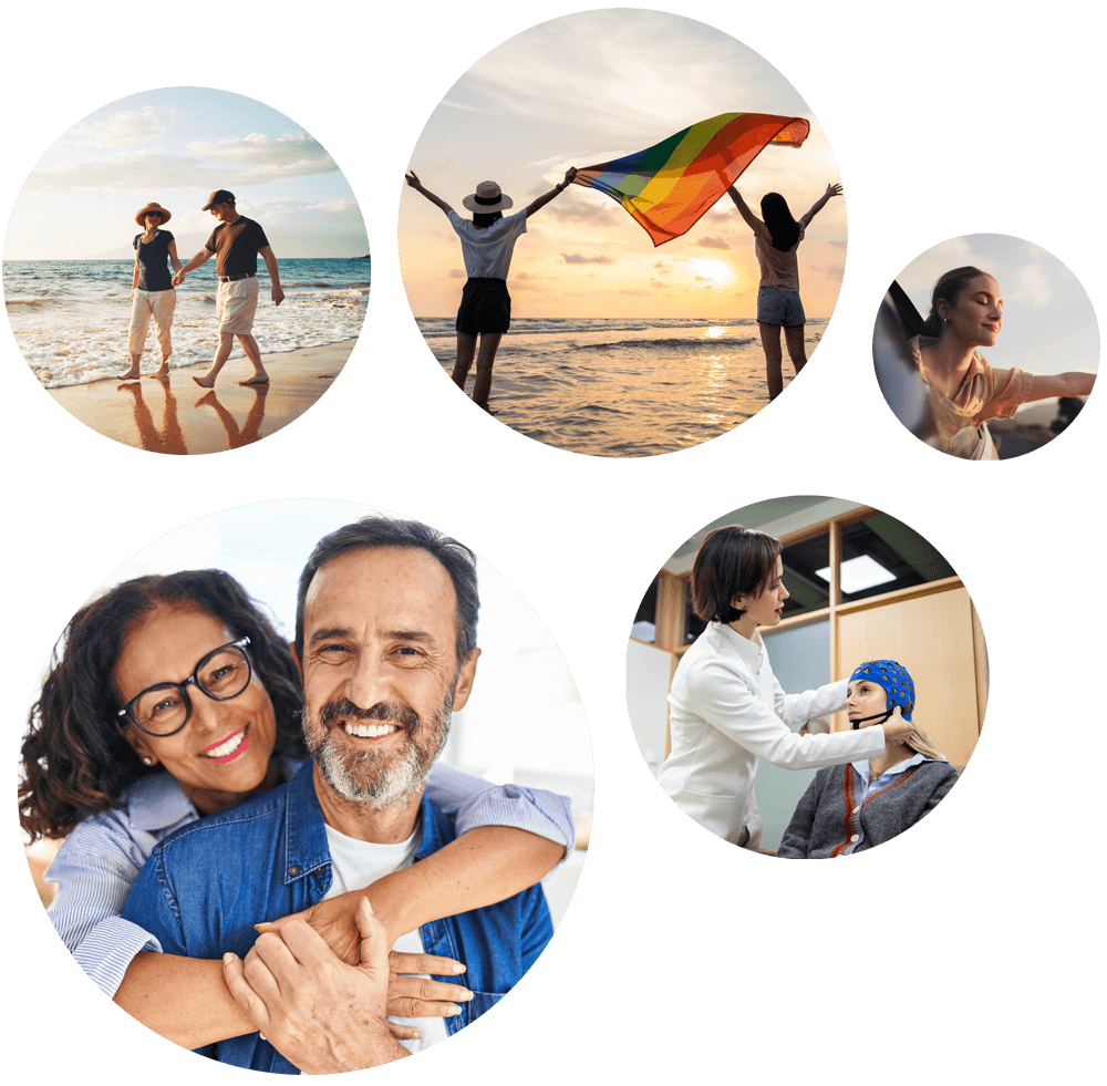 Different happy people