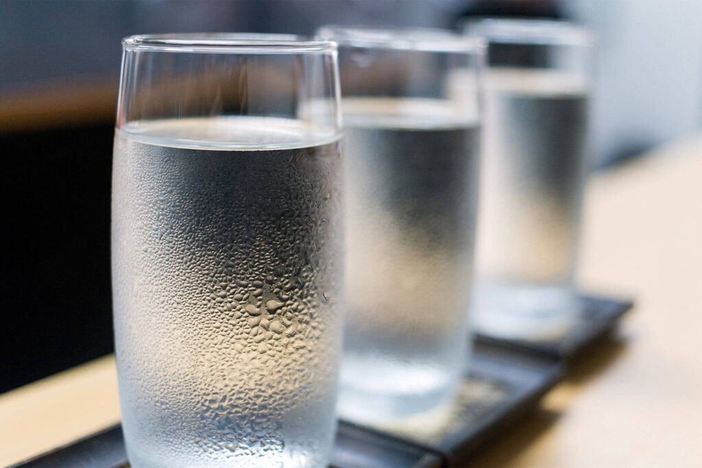 glasses filled with cold water