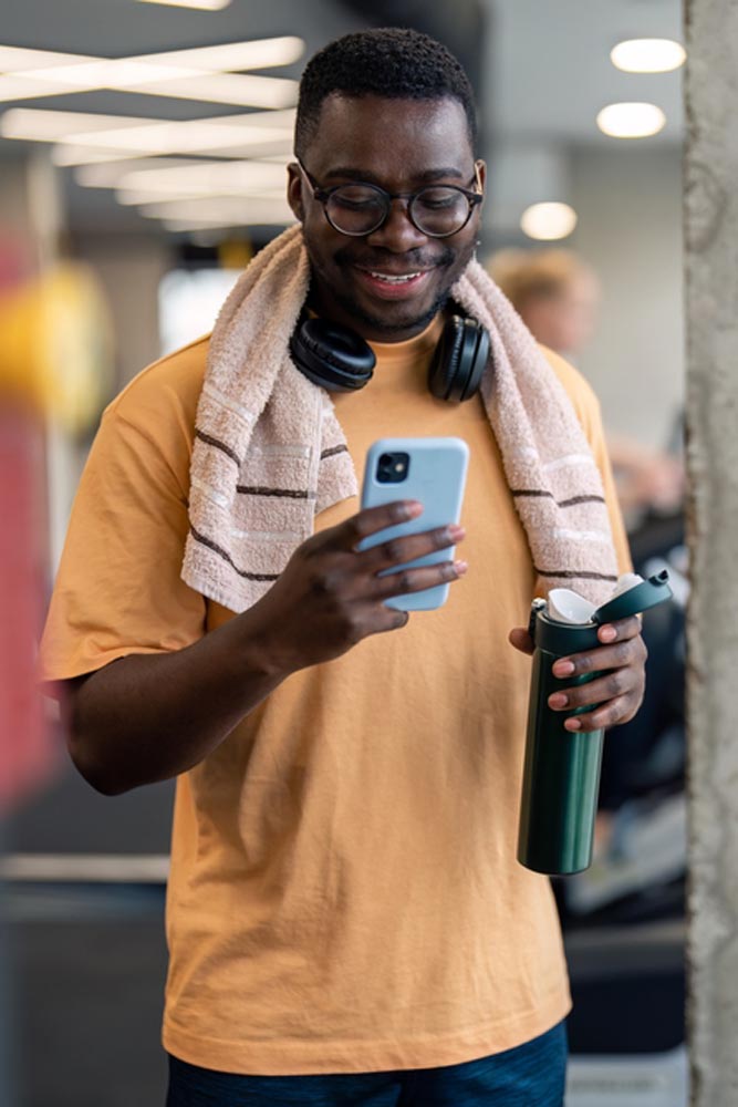 black man using phone
