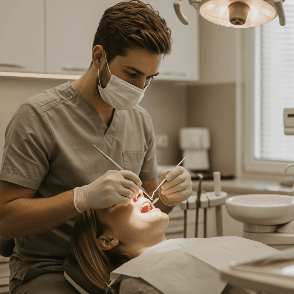 male dentist doing check up on a patient