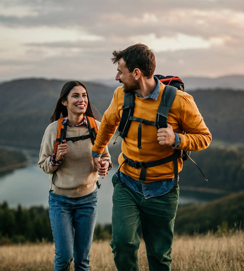 couple mountain hiking