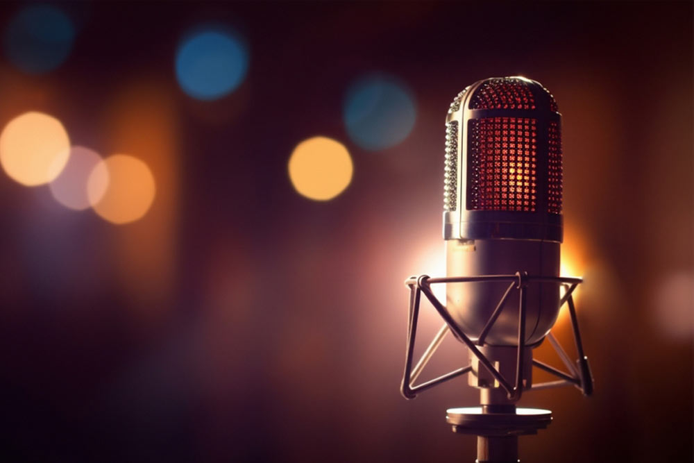 Retro mic and blurred background