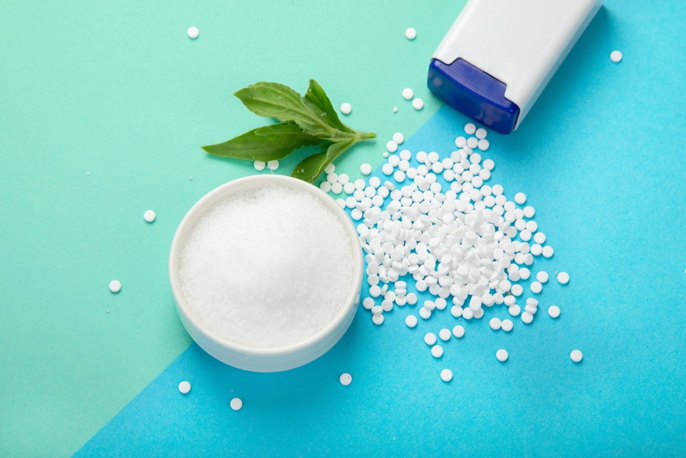 Sugar substitute on color background.