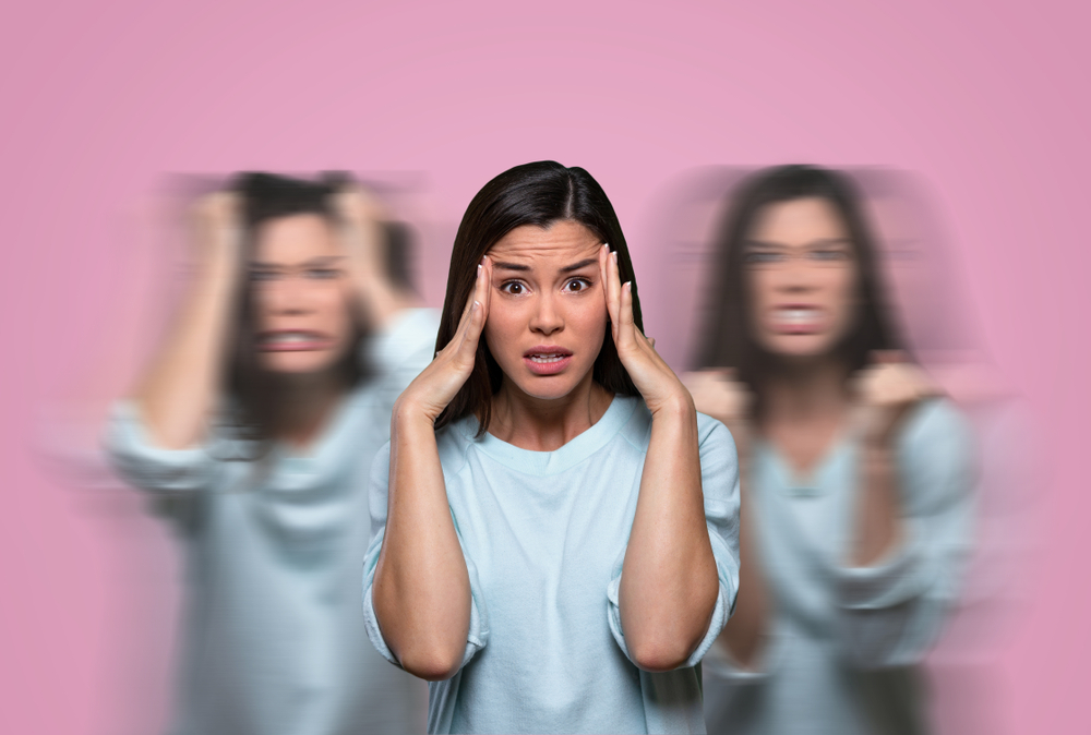 Woman suffering from female hormonal emotional pain