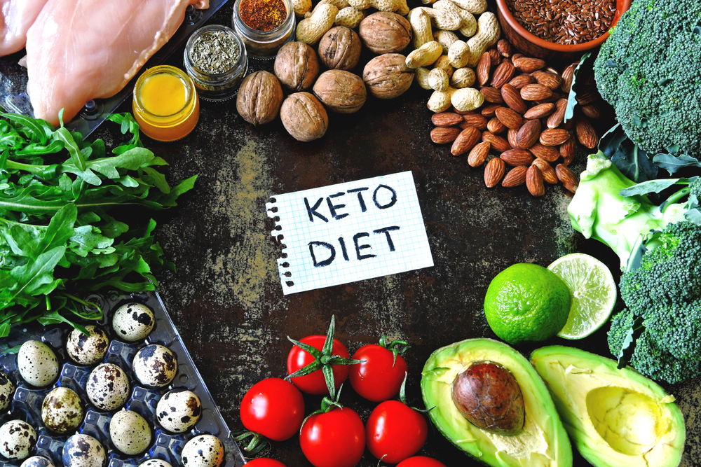 Ketogenic diet concept. A set of products of the low carb keto diet.