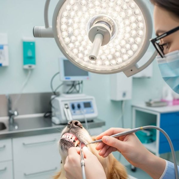 vet cleaning dog's teeth