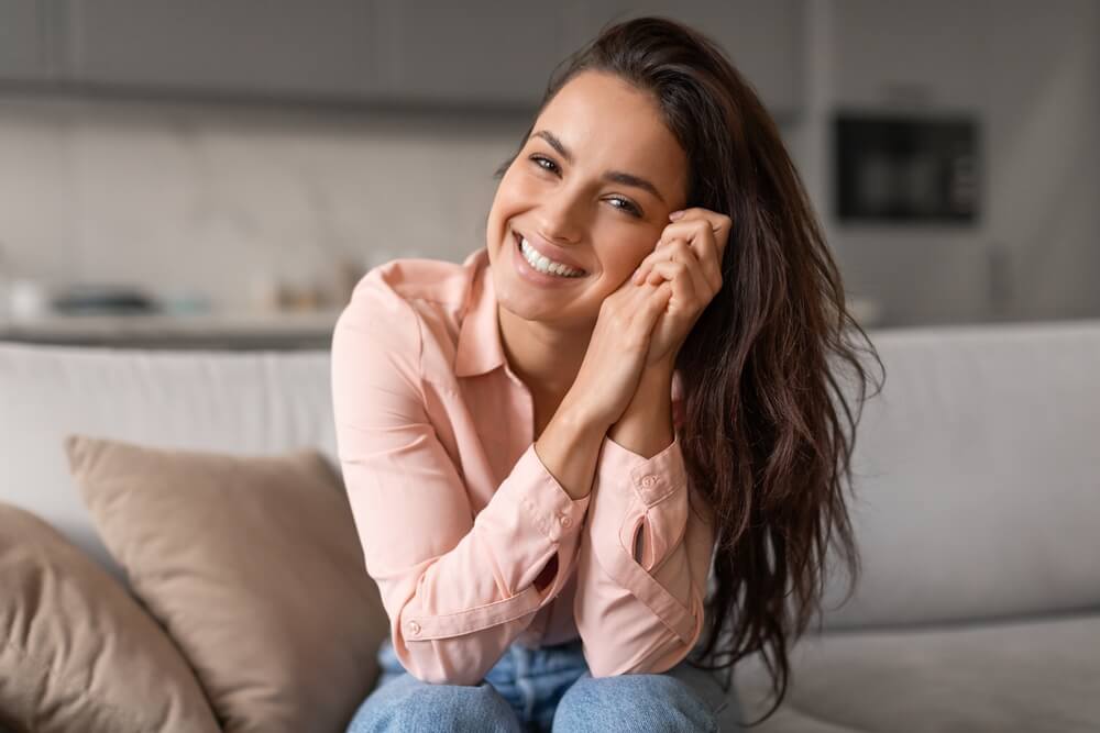 Radiant woman with contagious smile