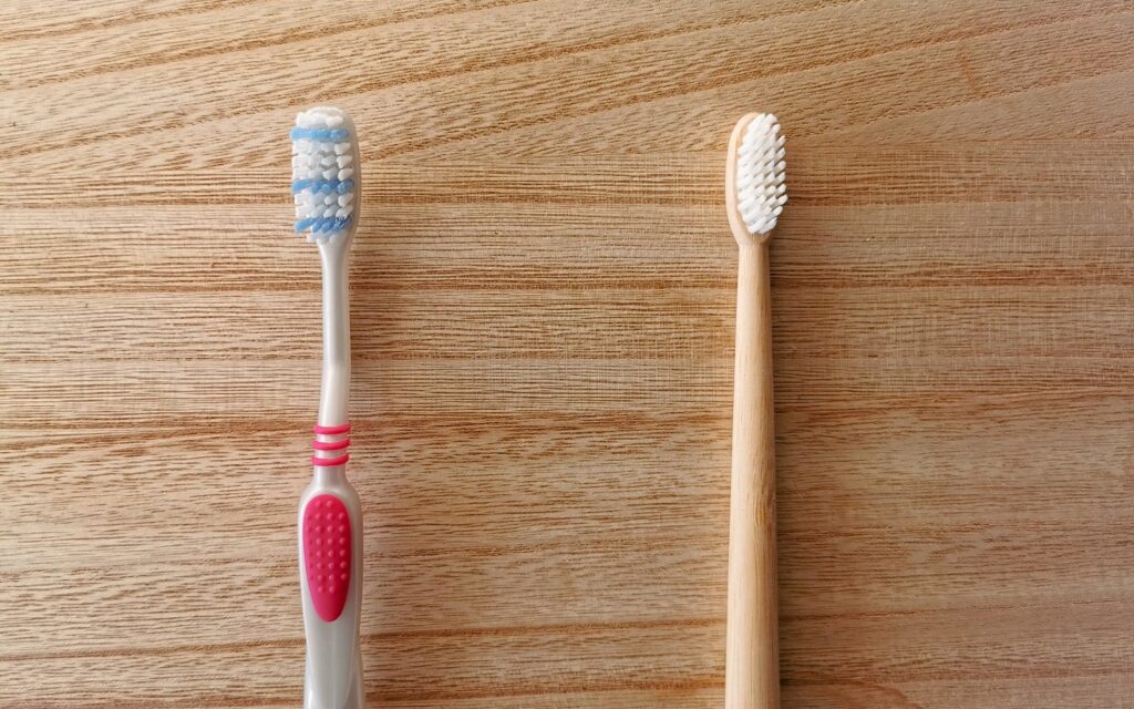 Plastic and Wooden Toothbrush