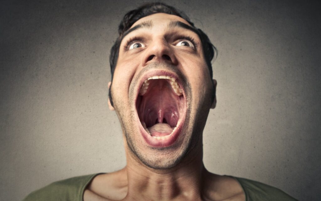 Man with an open mouth