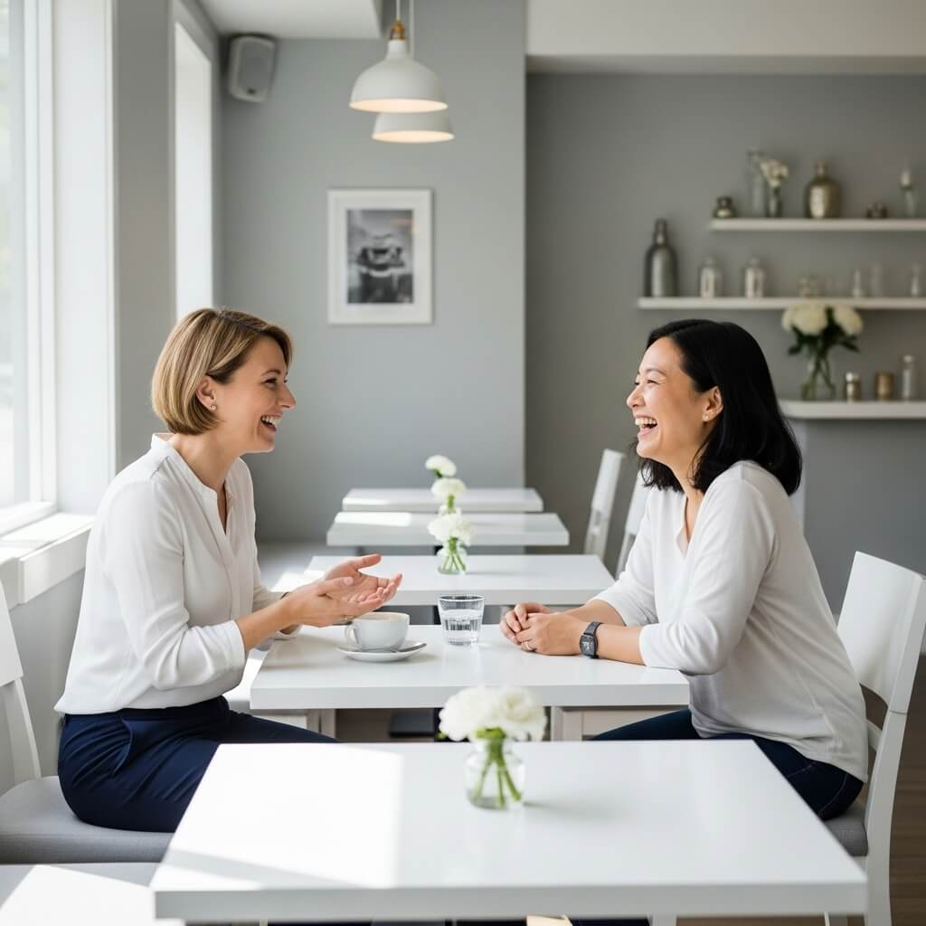 friends having chat on coffee shop