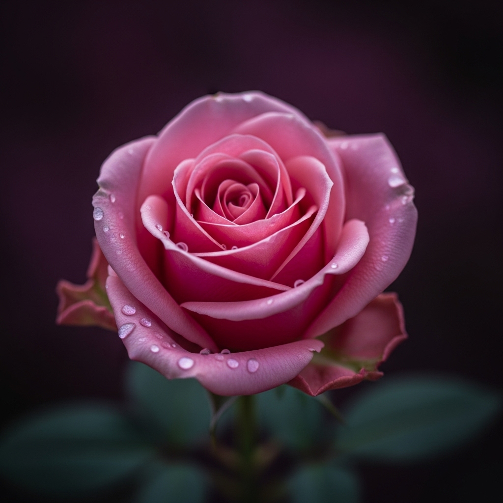 pink rose with water droplets