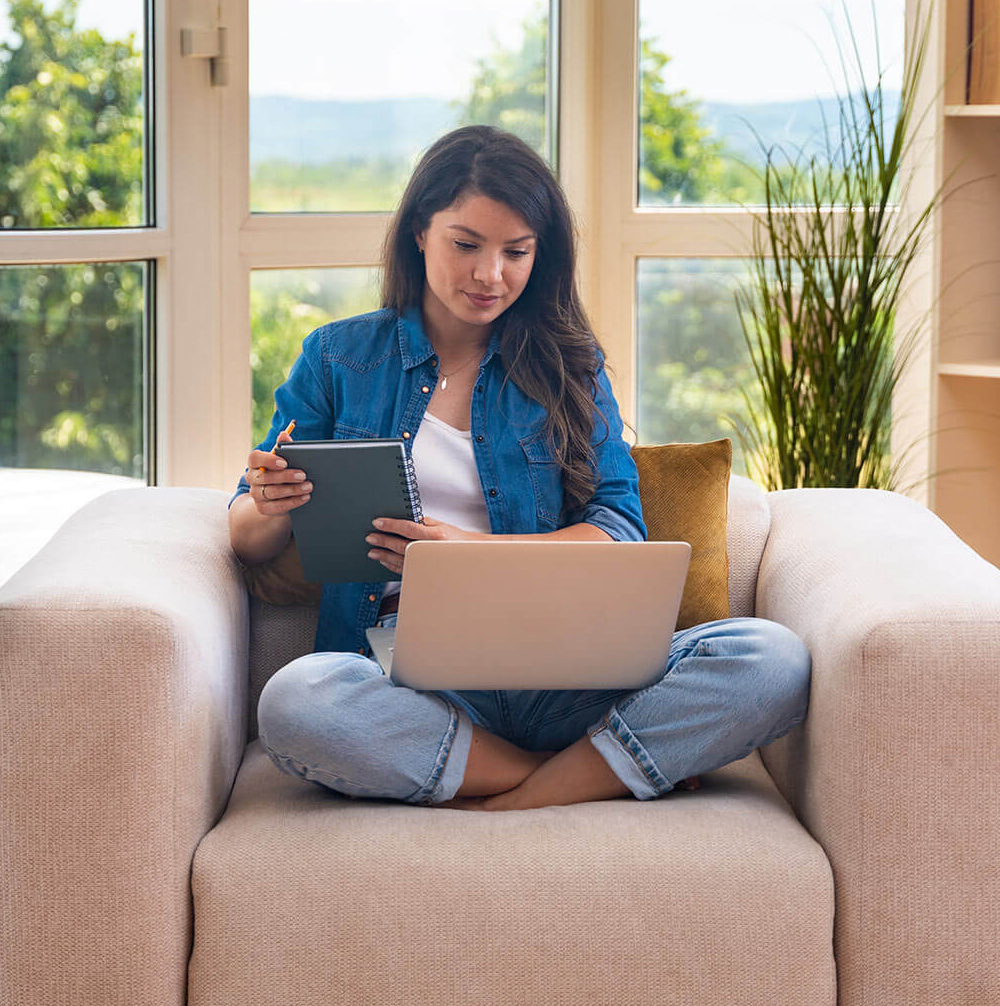 Young home-based online therapist in virtual counseling session