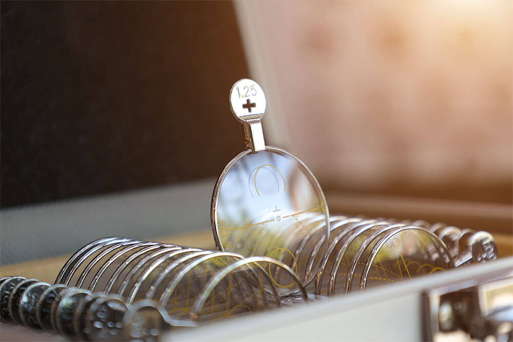 Lens eye test, progressive lens for eye exam, eyeglasses lens, glasses lens for eye check