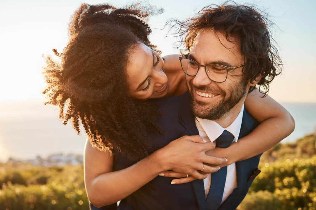 couple hug in nature