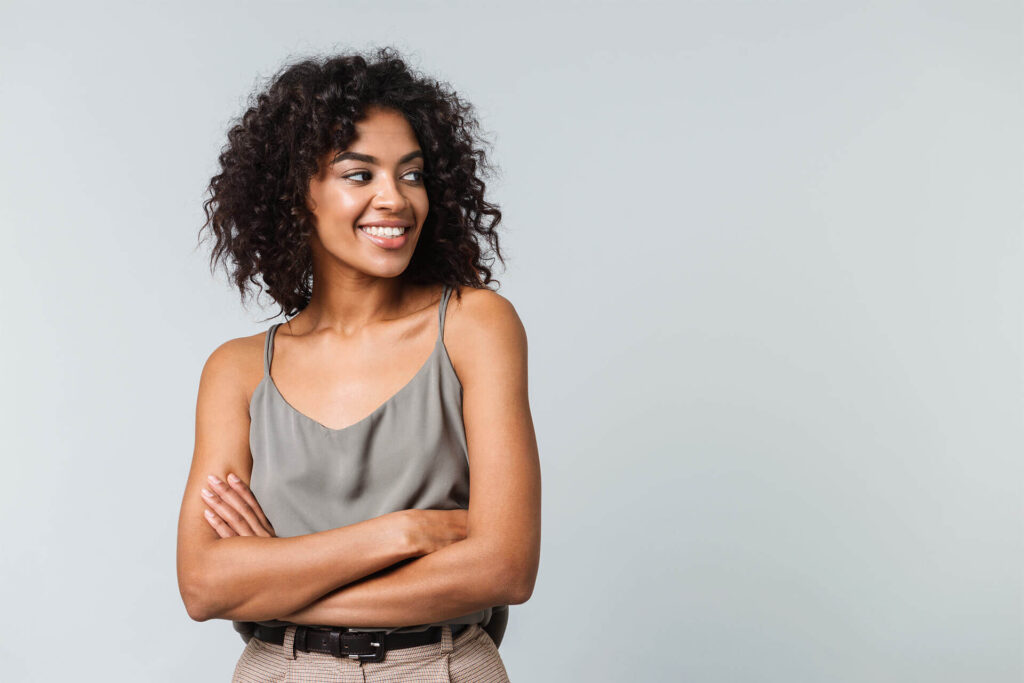 Happy young woman casually dressed