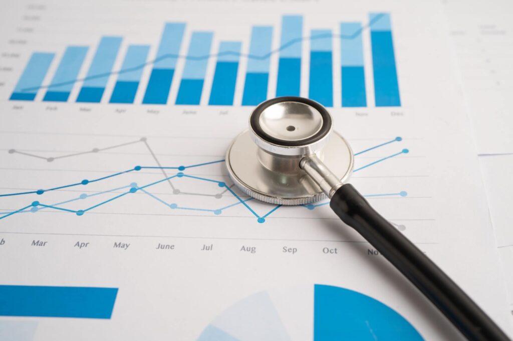Analytic research data economy and Business company concept