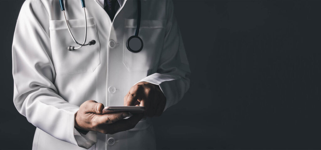 Doctor using smartphone