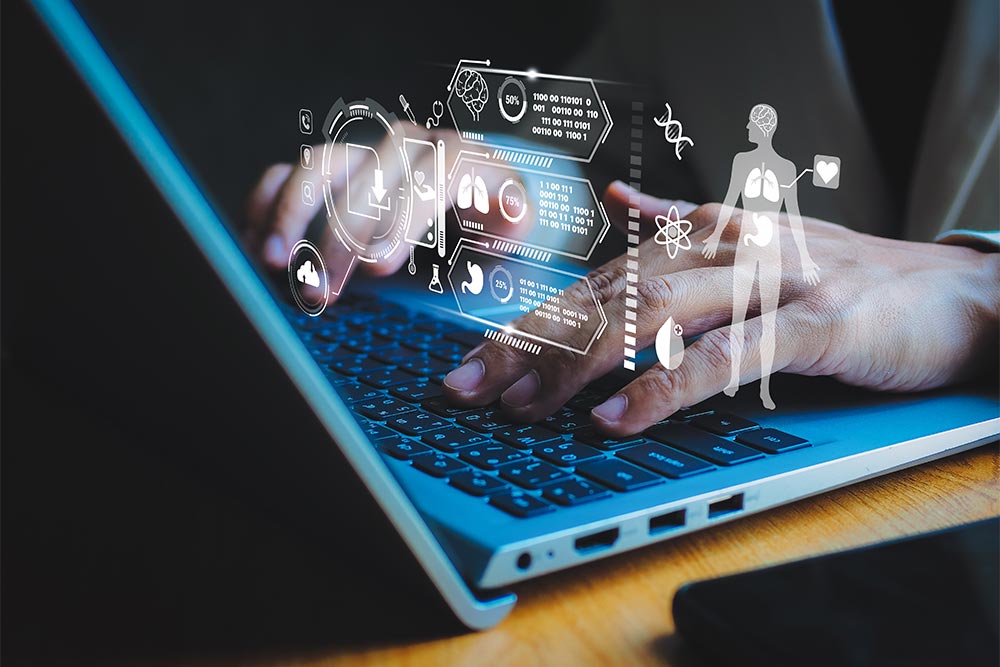 Medical technology and futuristic concept. Digital healthcare and network on modern virtual scree