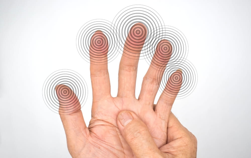 Tingling and numbness in fingertips of Asian old man with diabetes